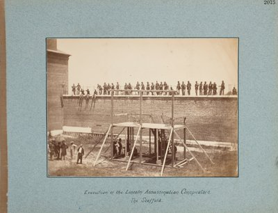 Execution of the Lincoln Assassination Conspirators. The Scaffold. by Alexander Gardner